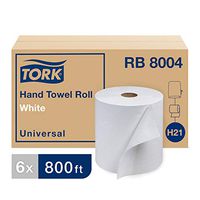 Tork Universal RB8004 Hardwound Paper Roll Towel, 1-Ply, 7.87" Width x 800' Length, White, Green Seal Certified (Case of 6 Rolls, 800 Per Roll, 4,800 Feet)