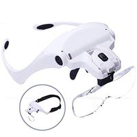Jing Boutiques/Headband with Magnifying Glass with LED Light, Hands Free Reading Head with Magnifying Glass, Magnifying Glass with 2 LED Lights 5 Detachable Lenses for Reading, Jewelry Magnifier, wa