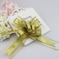 Norbi 10 Wedding Pull Flowers with Tulle Tails Christmas Pull Bows for Wedding Car Door Fruit Basket Gift Box-Gold