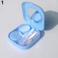 Grey990 Mini Lens Case Mirror Cute Pocket Travel Kit Easy Carry Container Holder Blue