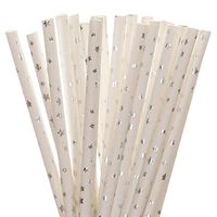 Biodegradable Paper Straws Silver Foil Small Star (25)