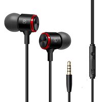QingHong Earphones,in-Ear Metal Sport Music Phone Earbuds, Wired Headphones with Mic& Remote Control, Powerfull Bass, 3.5mm Jack for iPhone, iPad, iPod, Samsung Smart-Phones, Tablets, Laptop, PC