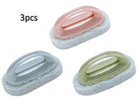 Cleaning Brush Scrubber for Kitchen, Bathroom, Household with Plastic Handle Abrasive Scouring Pad of Plastic Mesh, Set of 3