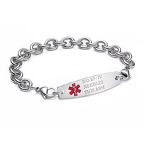 linnalove-Interchangeable Stainless Steel Cable Chain Medical Alert Bracelets-Pre-Engraving(NO BP/IV/Needles This ARM/8.5")