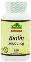 Alfa Vitamins Biotin 5000 Mcg Nutrition Supplement, 100 Count