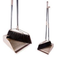 Broom and Dustpan Stand Up Long Handle Home Kitchen Set for Outdoor Indoor Brush Cleaning Holder