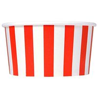 [50 Count] Valentine's Day Red Paper Ice Cream Cups - 4 oz Striped Dessert Bowls - Comes In Many Colors & Sizes! Frozen Dessert Supplies