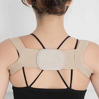 BEATMS Back Brace Posture Corrector, for Men and Women Hunchback Adjustable Posture Correction - Upper Back Brace Invisible Under Clothes,Beige,L