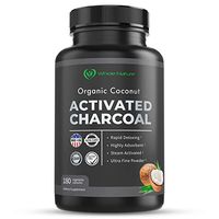 Whole Nature 180 Capsules Pure Organic Coconut Activated Charcoal Supplements Natural Pills for Body Detox Digestive System Teeth Whitening Detoxification Gas Stomach Bloating Tablets