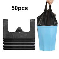fublousRR5 Garbage Bags, 50Pcs Garbage Bags Disposable Thicken Household Plastic Garbage Waste Trash Bags with Handle L