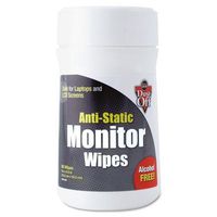 Falcon Anti-static Monitor Wipes, 6"x6-1/2", 80 Wipes