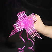 Christmas Gift Pull Bows, Wedding Gift Wrap Pull String Bows, Gift Knot with Ribbon Strings, Set of 10, Rose Red