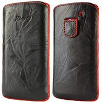 LUVVITT Genuine Leather Pouch for Samsung Galaxy S3 SIII - Black/Red
