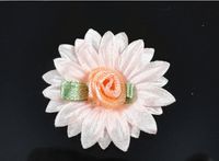 50pcs Satin Flower Rose Sewing/Wedding/The Appliques Lots U Pick 6color (Apricot)