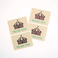 Circus Tent Thank You Labels by Once Upon Supplies, Rectangle Stickers for Circus Themed Birthday Parties, Kraft Brown, 2-5/8 Inches x 2 Inches, 60 Labels