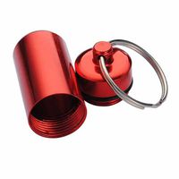 Aluminum Pill Box Case Bottle Holder Container Keychain - Random Color
