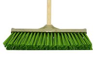 Uniware 15.7" Multi-Surface Push Broom with 48 Inch Wooden Broomstick, Green
