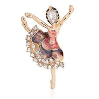 61 Style Women Retro Rhinestone Crystal Flower Wedding Bridal Corsage Brooch Pin Daily Popular Novelty Creation | StyleID - #11_ Red Ballerina Ms. 4.3CM3.