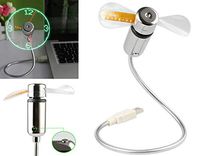 Mini USB Powered LED Clock Fan for Computers, Laptop, Portable Chargers with DC 5V/330mah Power