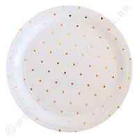Illume Partyware Gold Dot Large Plate, Disposable, 10 Count, 9 Inch for Birthday Party, Kids Party, Baby Shower and Princess Party