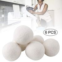 Wool Dryer Balls, Premium Knitting Tumble Dryer Balls Reusable Natural Fabric Softener Pet Fur Hair Remover Pack of 6 (White)