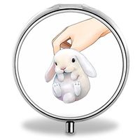 Rabbit Pill Case, Round Stainless Drug Organizer Container Medicine Cover for Pocket Daily&Weekly