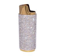 Mirrored Gold Bling Lighter Case Cover Sleeve with Crystal Rhinestones LS50