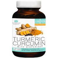 Organic Turmeric Curcumin with Bioperine® - 1200mg (120 Capsules) - Extra Strength Pain Relief & Joint Support Supplement - Non-GMO, Made in The USA