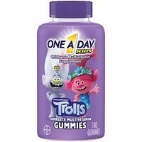 One A Day Kids Trolls Multivitamin Gummy, 180 Count, with Vitamins A, B6, B12, C, D, and E, Zinc, Folic Acid, and Biotin (Packaging May Vary)