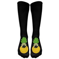 Unisex Pug Wears Glasses And Pinapple Athletic Socks Stockings Tube Socks