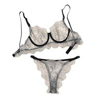 💫GateLie Women's Perspective Lace Lingerie Suits Underwire Tops Bra and Panties Shorts Sleepwear Underwear Bodydoll (White, XL)