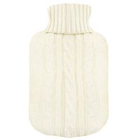TRIXES Knitted Cover for Hot Water Bottle - Beige Knitted Insulator - Cover only (Hot Water Bottle not Included)
