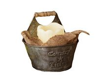 Your Heart's Delight Country Living Buckets with Handles, 6 by 7-1/4 by 8-1/2-Inch, Set of 3