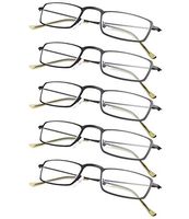 5-Pack Lightweight Readers Men Women Reading Glasses Black +0.75