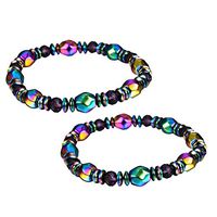 Artibetter 2pcs Magnetic Therapy Bracelet Magnet Hematite Bead Bracelet for Men Women Arthritis Pain Relief and Weight Loss