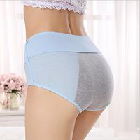 CoCocina Cotton High Waist Ladies Underwear Physiological Period Menstrual Period Side Leakage Briefs Size Code Multicolor/3Pack - Light Blue - L