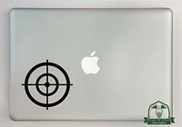 Bullseye Crosshairs Vinyl Decal Sized to Fit A 11" Laptop - Black