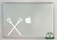 Lacrosse Sticks Vinyl Decal Sized to Fit A 11" Laptop - White