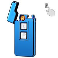 Padgene Fingerprint Scan Electronic Lighter Arc Windproof Rechargeable Lighter (Blue)