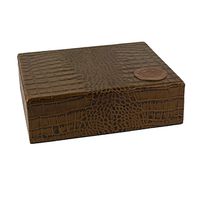 Tampa Fuego 20 Cigar Crocodile Grain Leather Humidor Cedar Box Cognac