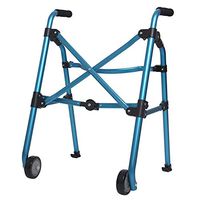 Aluminium Folding Lightweight Walking Frame Zimmer Walker with 2 Wheels -8 Levels Adjustable Height Non Slip Crutches Limited Mobility Aid Handicapped Disabled Users Forearm Support Walker