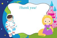 30 Blank Thank You Cards Astronaut Princess Space Kids Girl Boy Birthday Party + 30 White Envelopes