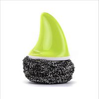 Youzpin 1 Pcs Creative Shark Fin Shape Handle Grip Stainless Steel Wire Ball Cleaning Brush,Kitchen Washing Dishes, Brush Pan Stubborn Stain Removal Cleaning Tool