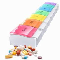 Keenhealth 1-Row Medicine Box - 7 Day Pill Boxes - Weekly Pill Organizer with Colored Lids and Fade-Resistant Silk Print - BPA-Free Plastic for Safe Storage (1)