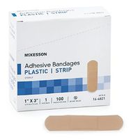 McKesson - Adhesive Strip McKesson 1 X 3 Inch Plastic Rectangle Tan Sterile - 2400/Case - McK