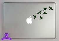 Overly Attached Decals Small Flock of Birds in Flight Vinyl Decal Sized to Fit A 11" Laptop - Olive