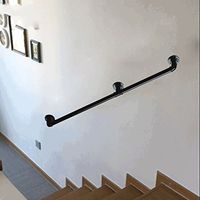 JPFUSHOU Stair handrail, Iron Retro Water Pipes Multifunction Indoor Outdoor Bar Customizable Size Black White 0.5m, 1m, 1.5m, 2m Balance Assist (Color : Black, Size : 0.5m)