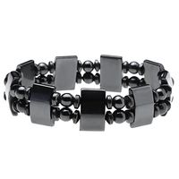 Top Plaza 2pcs/Set Men's Women's Hematite Metal Healing Energy Magnetic Therapy Bracelets, 6.5 Inches