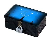 Creative Night Series Large Password Tin Box with Lock Storage Gift Box, Meteors