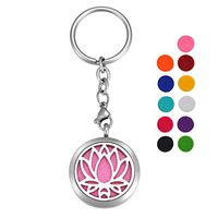 VALYRIA Stainless Steel Lotus Flower Essential Oil Diffuser Keychain Aromatherapy